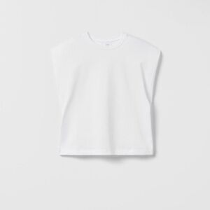 Zara | Kids Girls White Shoulder Pad Tee Shirt- Size 11-12